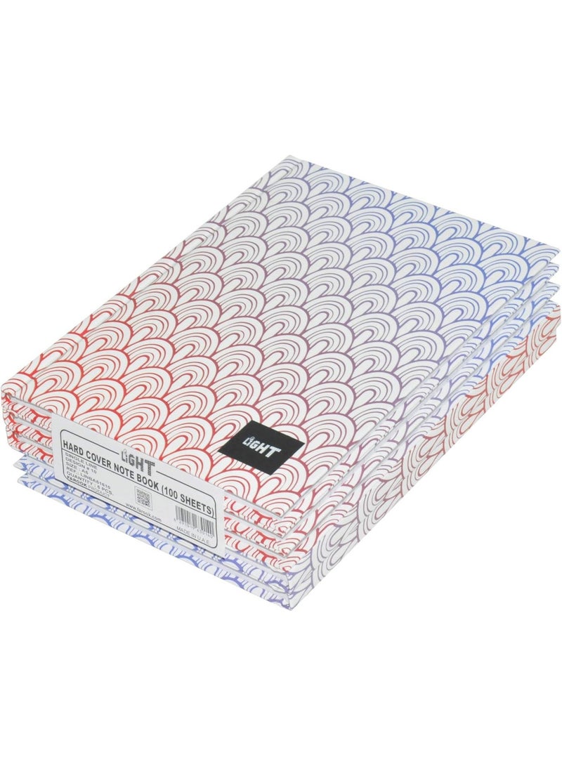 FIS 5-Piece Light Hard Cover Notebook, Single Ruled, (100 Sheets), A5 Size - LINBA51610 - Image 1